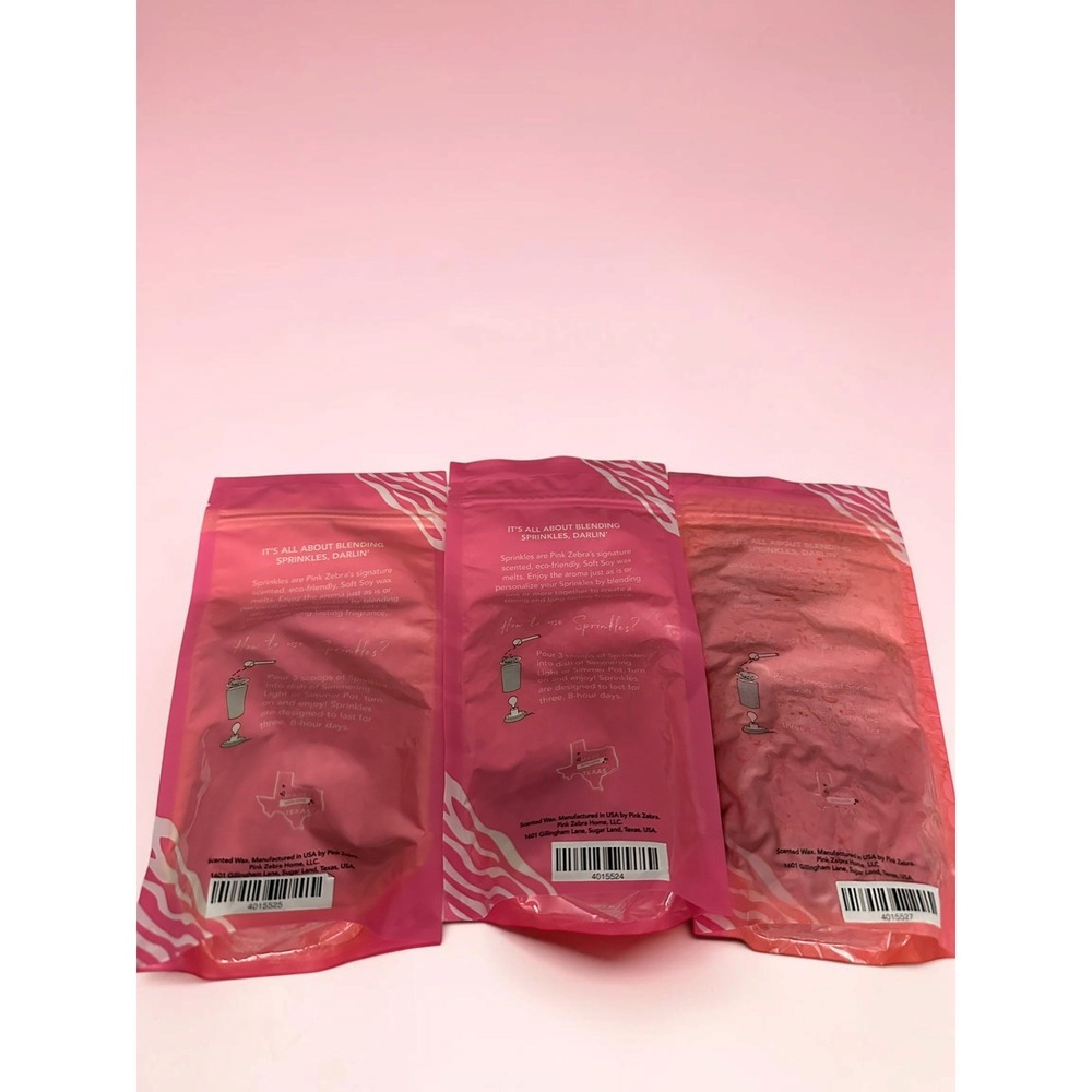 Pink Zebra wax Sprinkles - NEW - Over 3.75 oz. Bags !